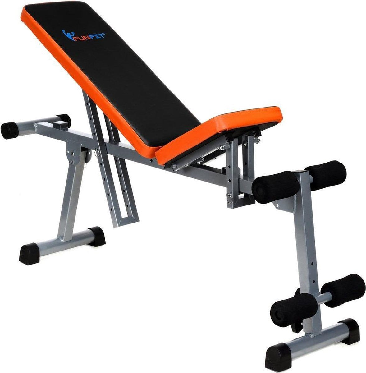 Great Gainz zwarte met oranje verstelbare gewichtbank multifunctionele halterbank voor krachttraining en spieropbouw thuisworkout