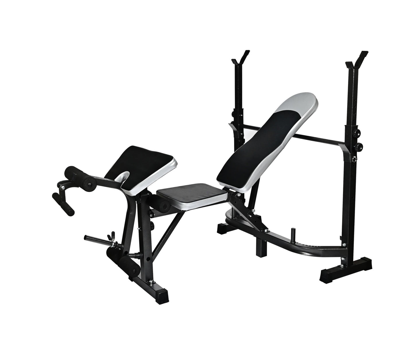 Great Gainz zwarte met grijze halterbank volledig verstelbare multifunctionele bank perfect voor gewichten thuisworkout