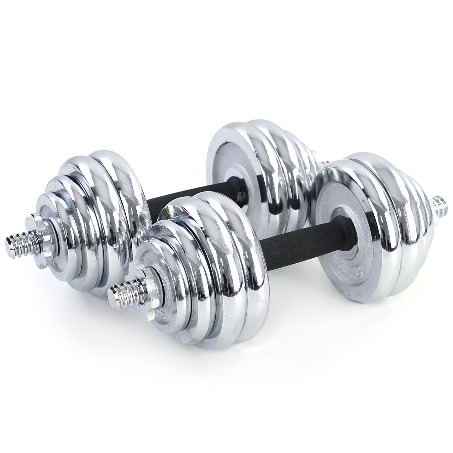 Halterset 30kg - gietijzer - verstelbare dumbbellset - geschikt voor ⌀24 - 26 mm - inclusief koffer - chroom