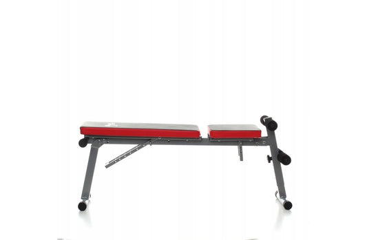 Verstelbare en multifunctionele fitnessbank - halterbank - 140 x 32 cm - zwart/rood