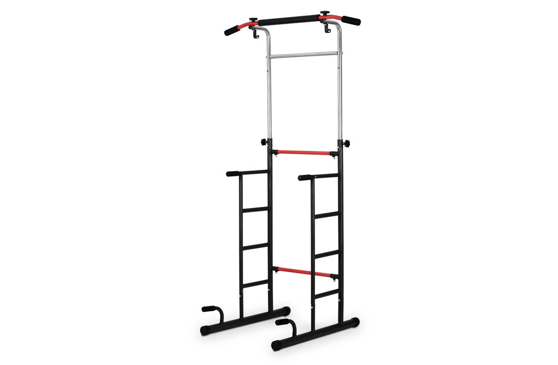Multifunctionele optrekstang - pull-up bar - Power Tower - 70 x 100 x tot 215 cm - zwart/rood