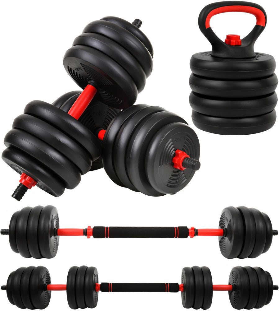 Great Gainz verstelbare halterset 40 kg met kettlebell functie en klemmen perfecte gewichtsset voor thuisworkout