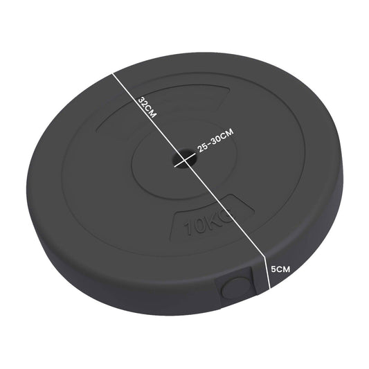 Halterschijven set 20kg - kunststof - geschikt voor ⌀26 mm, 28 mm en 30 mm - 2 x 10kg - zwart