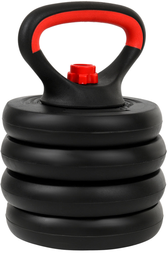 Halterset 40kg - verstelbare dumbbellset met kettlebel - ⌀25 mm - inclusief schroefklemmen - zwart/rood
