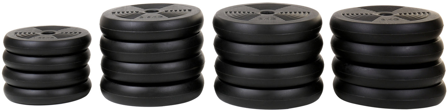 Halterset 40kg - verstelbare dumbbellset met kettlebel - ⌀25 mm - inclusief schroefklemmen - zwart/rood