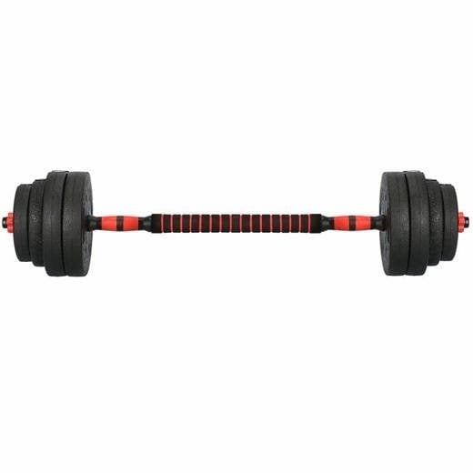 Halterset 40kg - kunststof - verstelbare dumbbellset - ⌀25 mm - inclusief schroefklemmen - zwart/rood