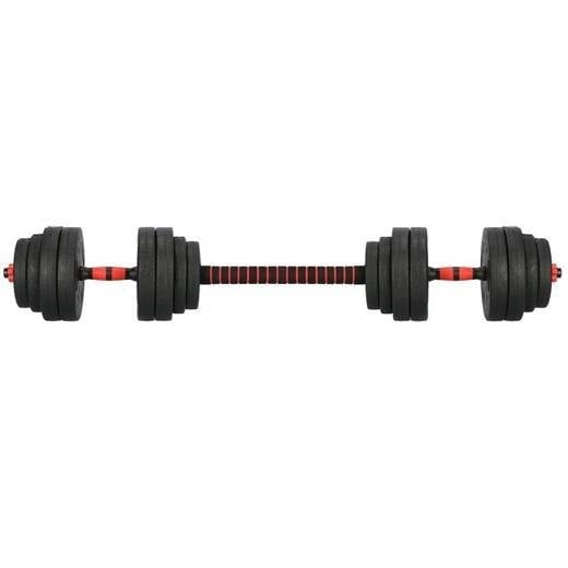 Halterset 40kg - kunststof - verstelbare dumbbellset - ⌀25 mm - inclusief schroefklemmen - zwart/rood