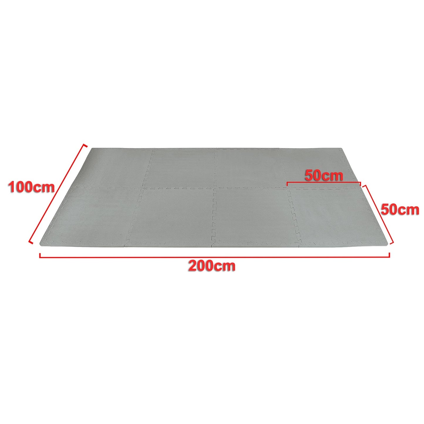 Fitness puzzelmat - vloermat - 8-delig - 50 x 50 cm - grijs