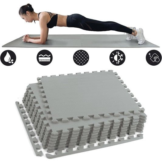 Fitness puzzelmat - vloermat - 8-delig - 50 x 50 cm - grijs