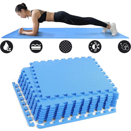 Fitness puzzelmat - vloermat - 8-delig - 50 x 50 cm - blauw