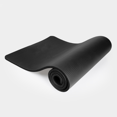 Great Gainz zwarte yoga mat fitness mat 183x60x1,5 cm dik en comfortabel voor stretch en yoga thuisworkout
