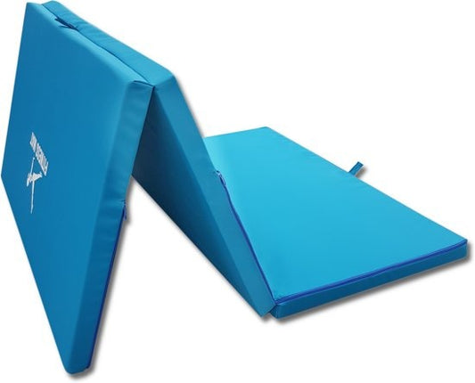 Great Gainz blauwe fitnessmat  opvouwbare en waterdichte mat 80x200x5 cm  perfect voor fitness en thuisworkout