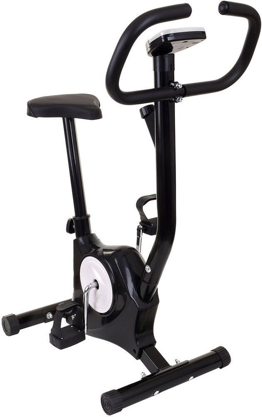 Great Gainz zwarte hometrainer fiets mechanische weerstand, perfect voor cardio, vetverbranding en thuisworkouts