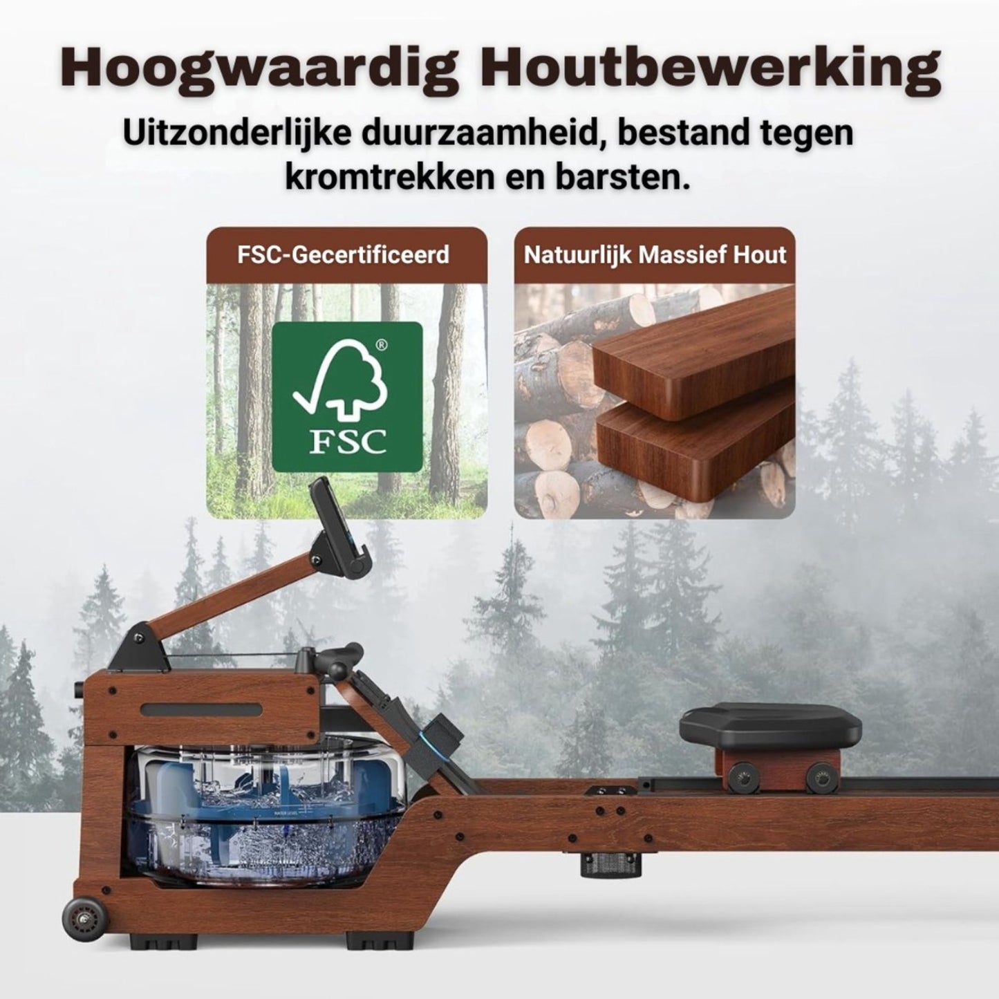 Waterroeimachine van Massief Hout – Luxe Full Body Workout voor Thuis