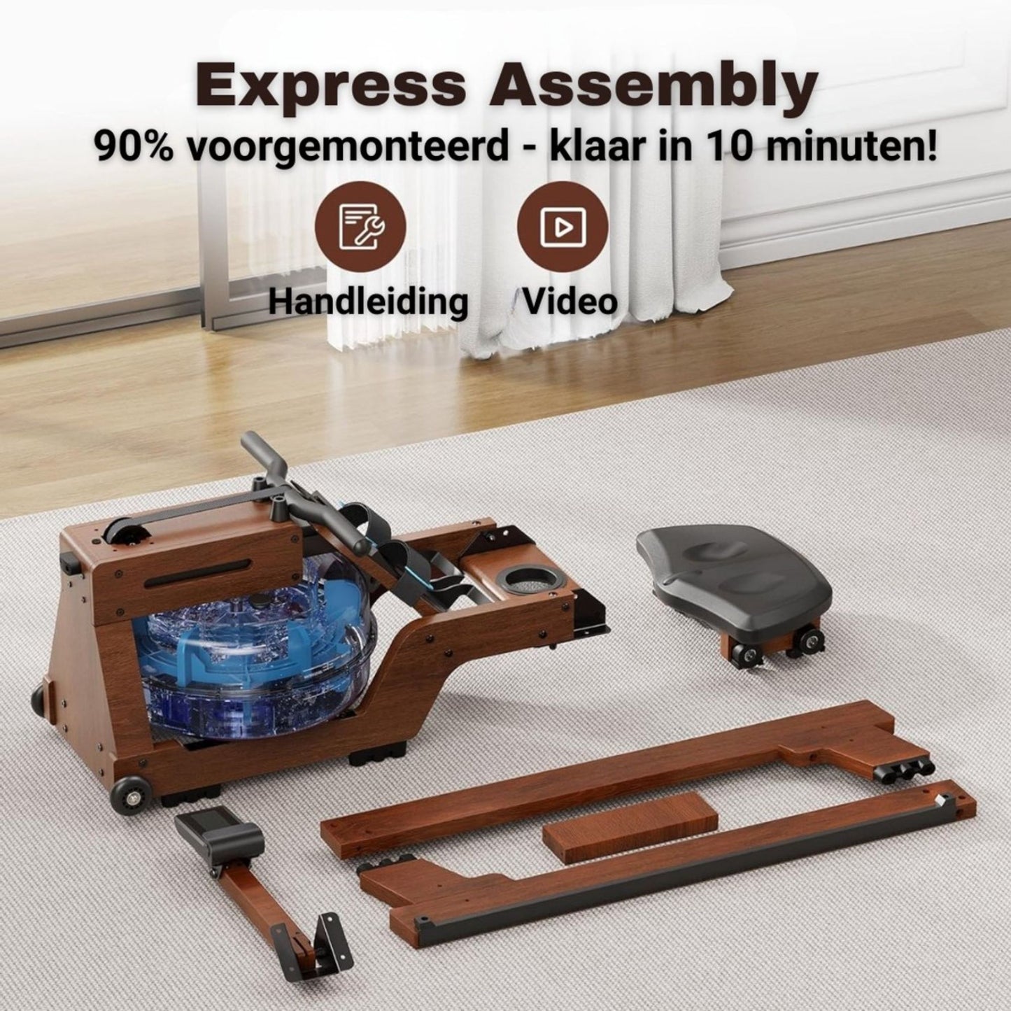 Waterroeimachine van Massief Hout – Luxe Full Body Workout voor Thuis