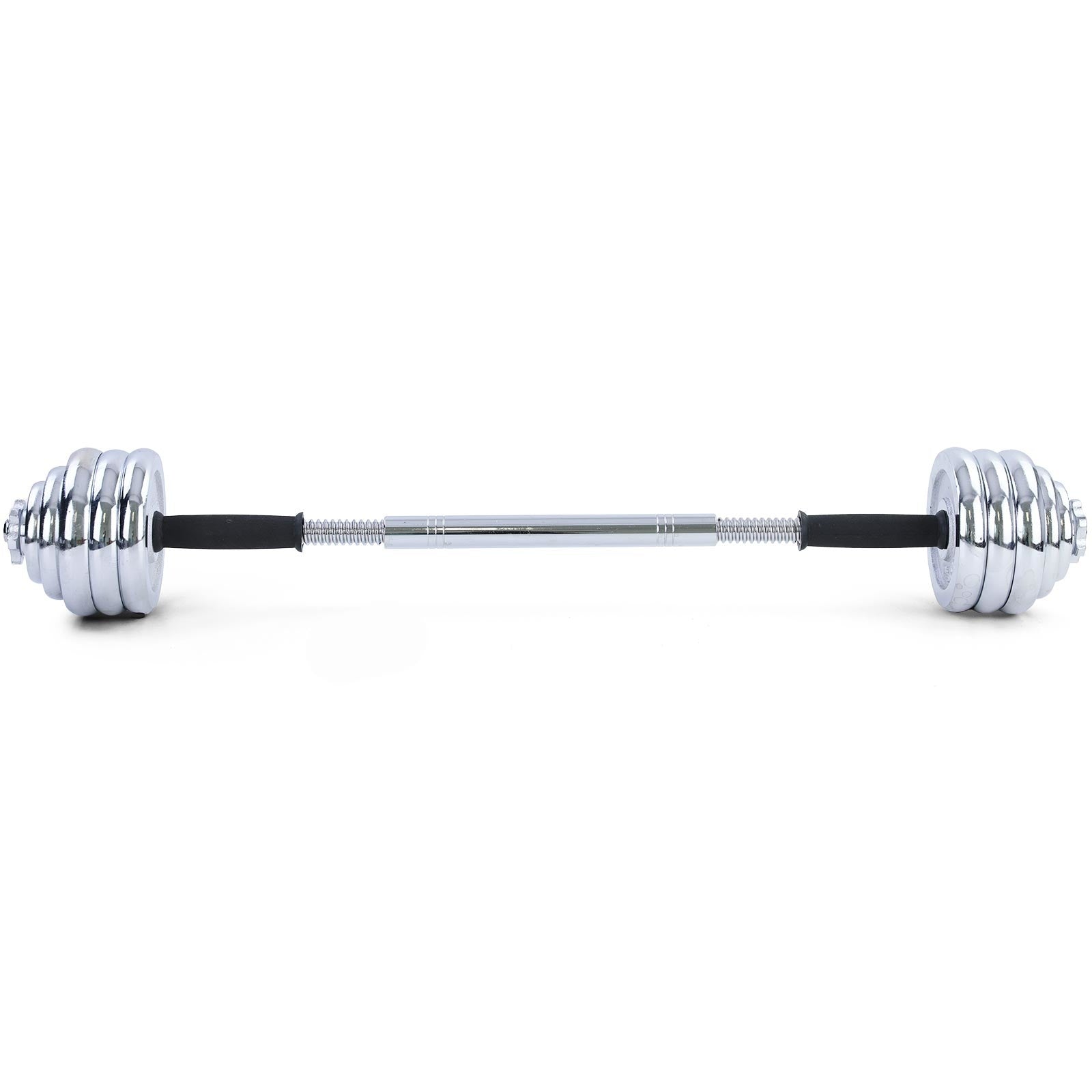 Halterset 30kg - gietijzer - verstelbare dumbbellset - geschikt voor ⌀24 - 26 mm - inclusief koffer - chroom
