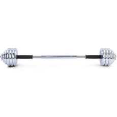 Halterset 30kg - gietijzer - verstelbare dumbbellset - geschikt voor ⌀24 - 26 mm - inclusief koffer - chroom