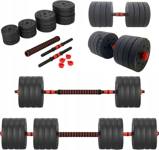 Great Gainz verstelbare halterset dumbbellset 50 kg zwart met rood perfecte gewichtsset voor thuisworkout