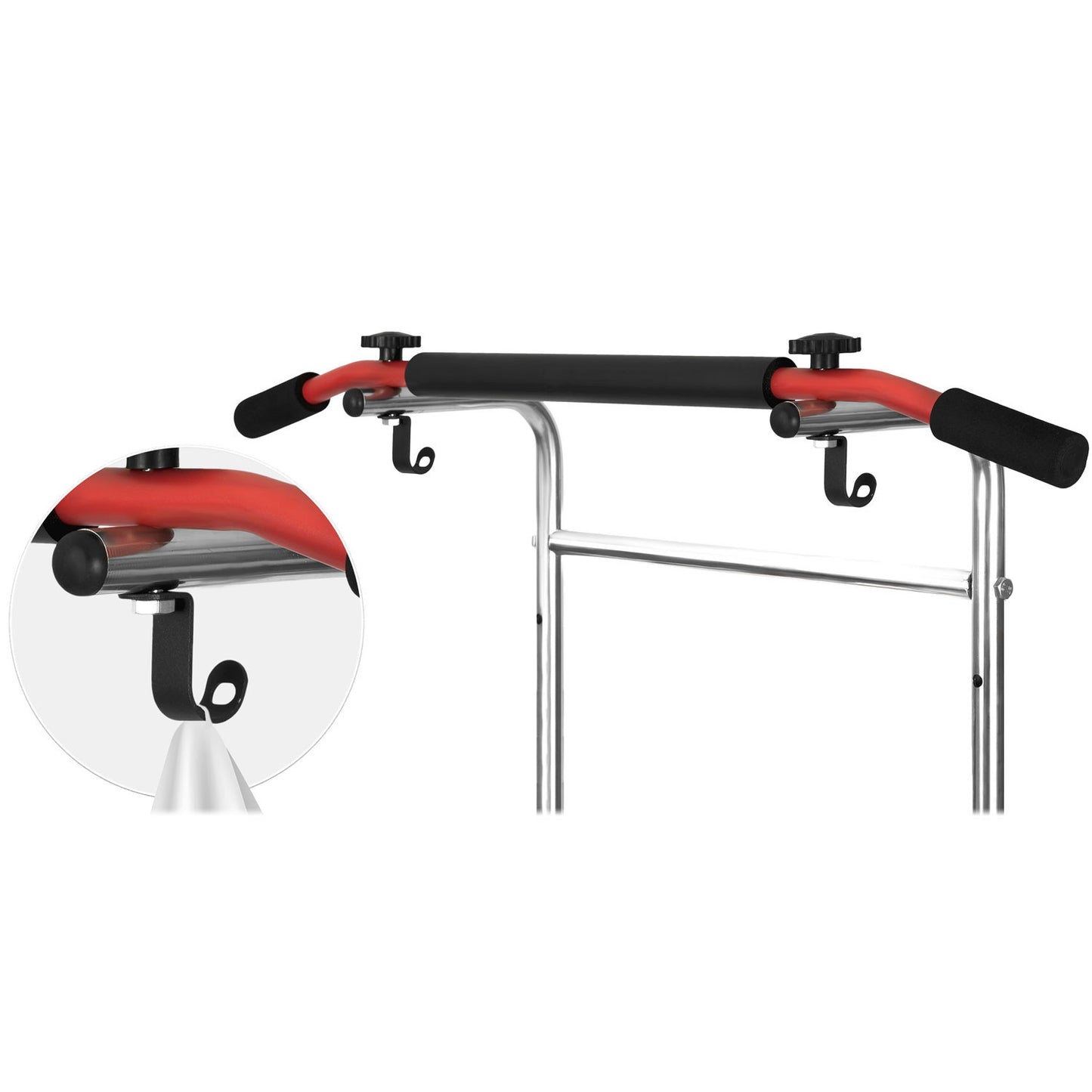 Multifunctionele optrekstang  - pull-up bar - Power Tower - 70 x 108 x tot 222 cm - zwart/rood