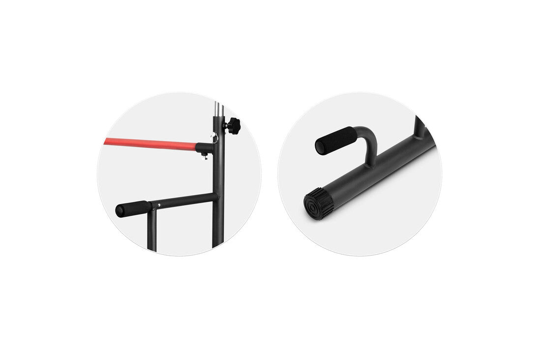 Multifunctionele optrekstang  - pull-up bar - Power Tower - 70 x 108 x tot 222 cm - zwart/rood