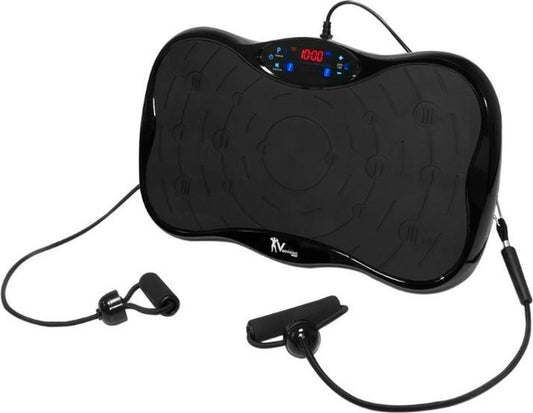 Great Gainz zwarte fitness vibratieplaat multifunctionele vibratietrainer voor spierversteviging en thuisworkout