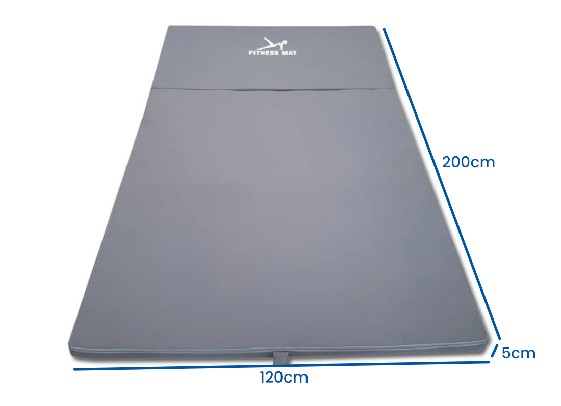 Fitnessmat voor binnen en buiten - opvouwbaar en waterdicht - 200 x 120 x 5 cm - grijs