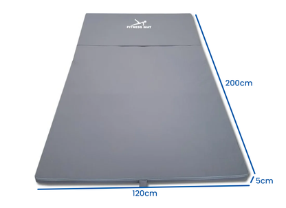 Fitnessmat voor binnen en buiten - opvouwbaar en waterdicht - 200 x 120 x 5 cm - grijs