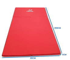 Fitnessmat voor binnen en buiten - opvouwbaar en waterdicht - 200 x 80 x 5 cm - rood