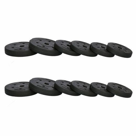 Halterset 20kg - kunststof - verstelbare dumbbellset - ⌀25 mm - inclusief schroefklemmen - zwart/rood