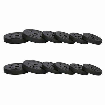 Halterset 20kg - kunststof - verstelbare dumbbellset - ⌀25 mm - inclusief schroefklemmen - zwart/rood