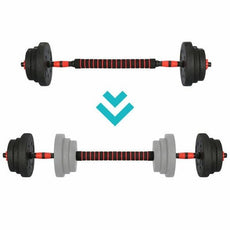 Halterset 20kg - kunststof - verstelbare dumbbellset - ⌀25 mm - inclusief schroefklemmen - zwart/rood