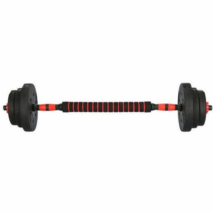 Halterset 20kg - kunststof - verstelbare dumbbellset - ⌀25 mm - inclusief schroefklemmen - zwart/rood
