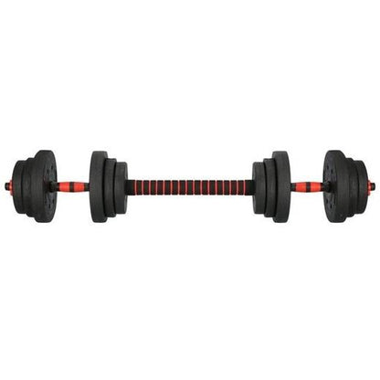Halterset 20kg - kunststof - verstelbare dumbbellset - ⌀25 mm - inclusief schroefklemmen - zwart/rood