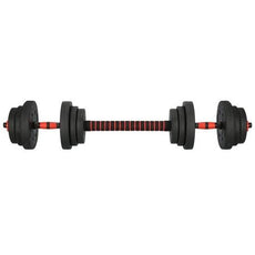 Halterset 20kg - kunststof - verstelbare dumbbellset - ⌀25 mm - inclusief schroefklemmen - zwart/rood