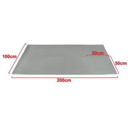 Fitness puzzelmat - vloermat - 8-delig - 50 x 50 cm - grijs