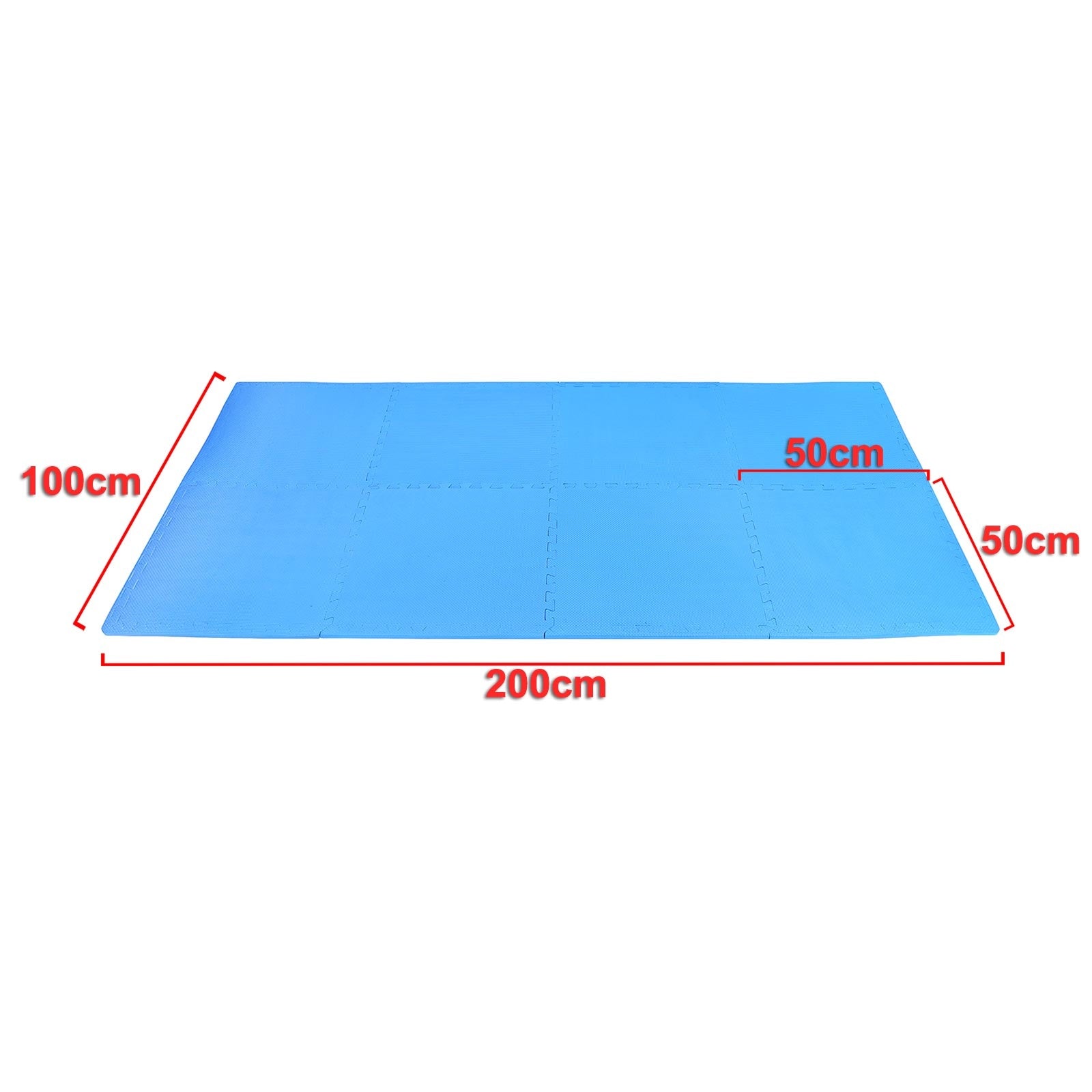 Fitness puzzelmat - vloermat - 8-delig - 50 x 50 cm - blauw
